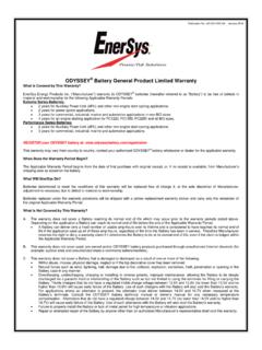 ODYSSEY Battery General Product Limited Warranty
