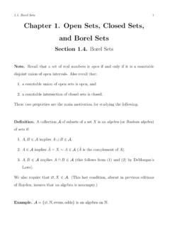 1.4. Borel Sets Chapter 1. Open Sets, Closed Sets, and ...