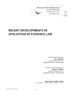 RECENT DEVELOPMENTS IN SPOLIATION OF EVIDENCE LAW