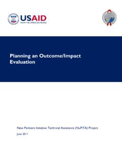Planning an Outcome/Impact Evaluation