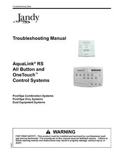 Troubleshooting Manual AquaLink RS OneTouch Control …