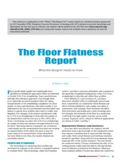The Floor Flatness Report
