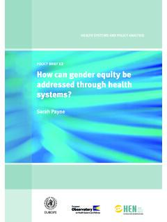 How can gender equity be addressed through health …