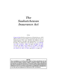 The Saskatchewan Insurance Act