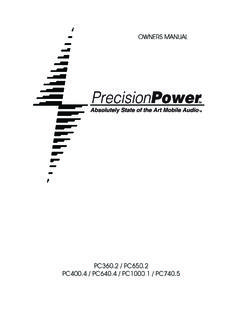 OWNERS MANUAL - Precision Power