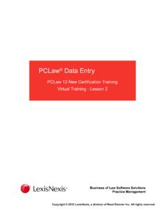 PCLaw Data Entry - LexisNexis