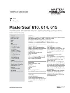 Dampproofing MasterSeal 610, 614, 615