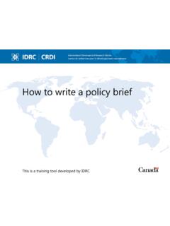 How to write a policy brief - International Development …