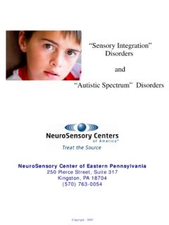 “Sensory Integration” Disorders and “Autistic …