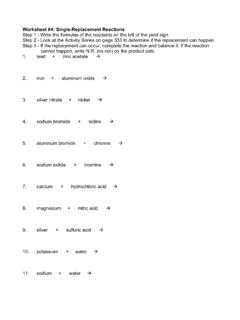 Worksheet #4: Single-Replacement Reactions Step 1 - Write ...