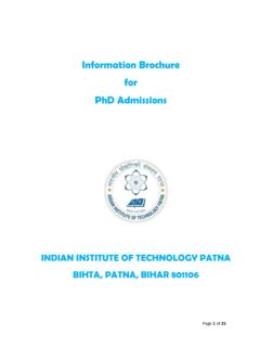 Information Brochure for PhD Admissions - IIT P