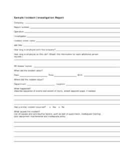 Sample Incident Investigation Report