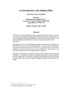An Introduction to the Kalman Filter - Computer Science