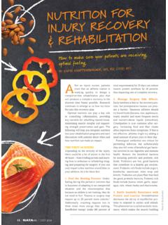 Nutrition for Injury Recovery and Rehabilitation - NATA