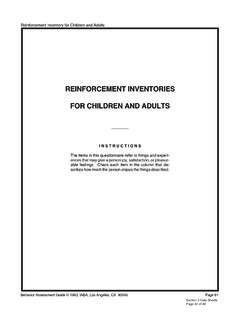 Reinforcement Inventory for Children and Adults