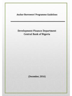 Development Finance Department Central Bank of Nigeria
