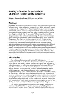 Making a Case for Organizational Change in Patient Safety ...