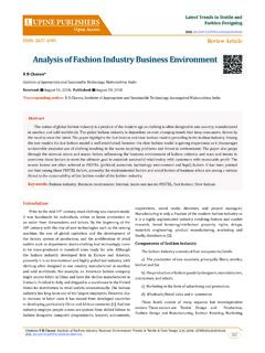 Analysis of Fashion Industry Business Environment