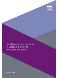 Social isolation and loneliness in Scotland: a review of ...