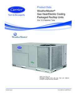 Product Data WeatherMaster Gas Heat/Electric Cooling ...