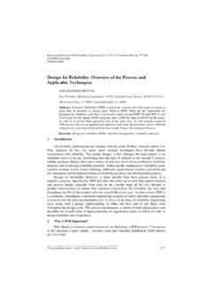 Design for Reliability: Overview of the Process and ...