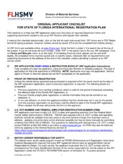 IRP Applicant Checklist - Florida Department of Highway ...