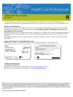 CIGNA / MVP HEALTH CARE Fact Sheet