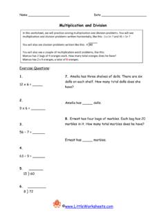 Multiplication and Division - Little Worksheets