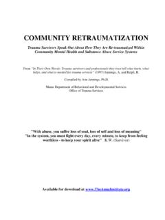 COMMUNITY RETRAUMATIZATION - the anna institute