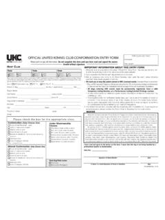 OFFICIAL UNITED KENNEL CLUB CONFORMATION ENTRY FORM