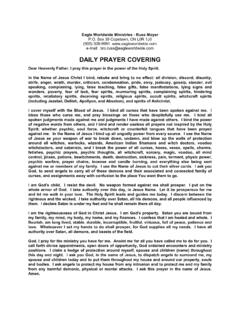 Daily Prayer Covering - Eagle Worldwide Ministries