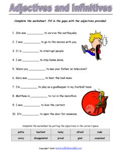 Complete the worksheet. Fill in the gaps with the ...