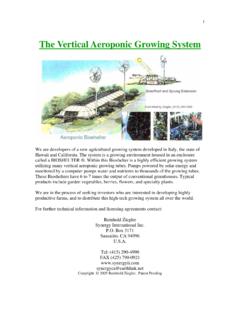 The Vertical Aeroponic Growing System - Synergy International