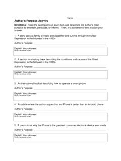 Author’s Purpose Activity - Ereading Worksheets