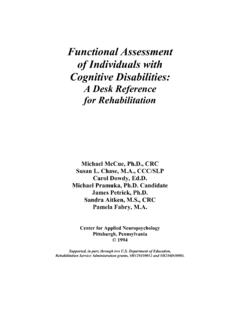 Functional Assessment of Individuals with Cognitive ...