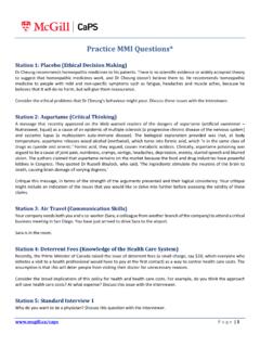 Practice MMI Questions* - McGill University