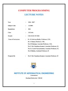 COMPUTER PROGRAMMING LECTURE NOTES - Welcome to …
