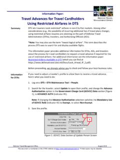 Information Paper: Travel Advances for Restricted Airfares ...