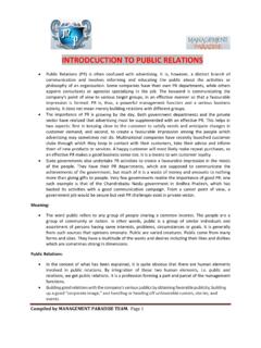 INTRODCUCTION TO PUBLIC RELATIONS - Weebly