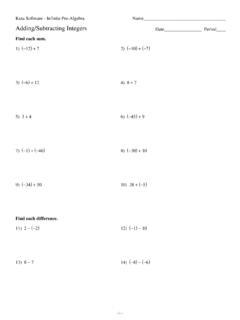 Adding/Subtracting Integers Date Period