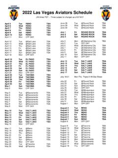 2022 Las Vegas Aviators Schedule
