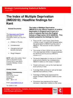 The Index of Multiple deprivation (IMD2019): Headline ...