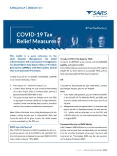 CoviD-19 Tax Relief Measures - South African Revenue Service