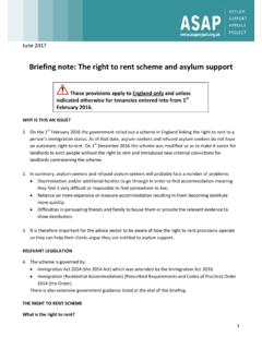 Briefing note: The right to rent scheme and asylum support