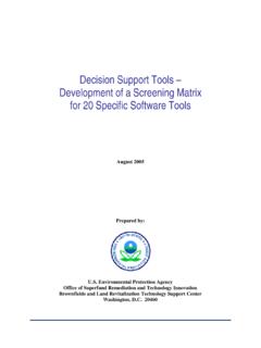 Decision Support Tools – Development of a Screening Matrix ...