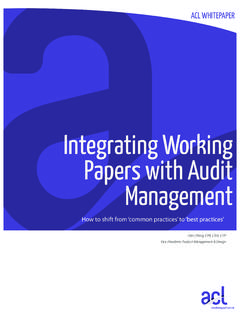 Integrating Working Papers with Audit Management - ACL