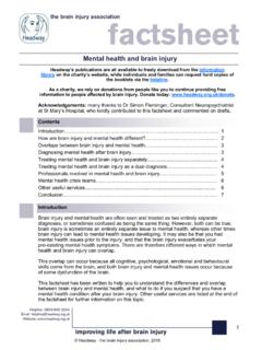 Mental health and brain injury - Headway