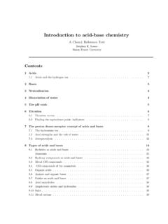 Introduction to acid-base chemistry