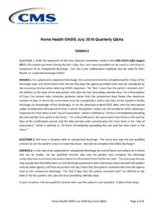 Home Health OASIS July 2018 Quarterly Q&amp;As