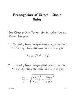 Propagation of Errors—Basic Rules - University of Washington